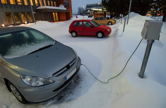 car plugged into block heater