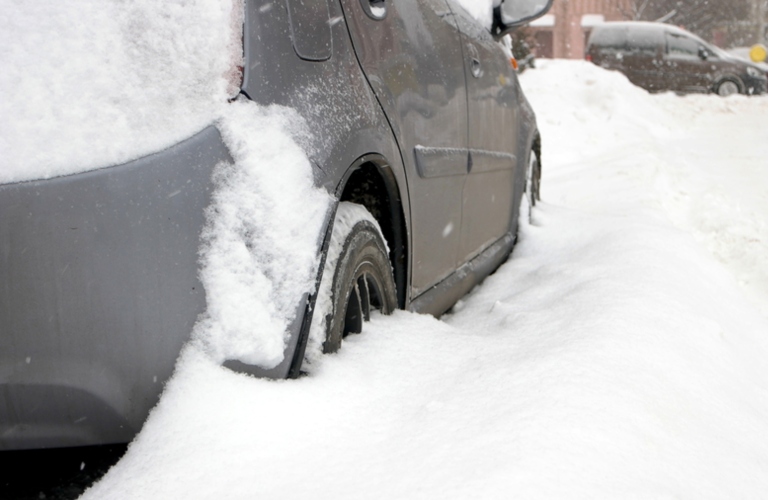 car stuck in snow